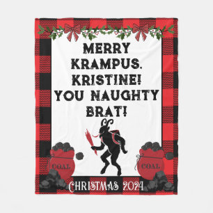 Funny Merry Krampus Personalized Custom Christmas  Fleece Blanket