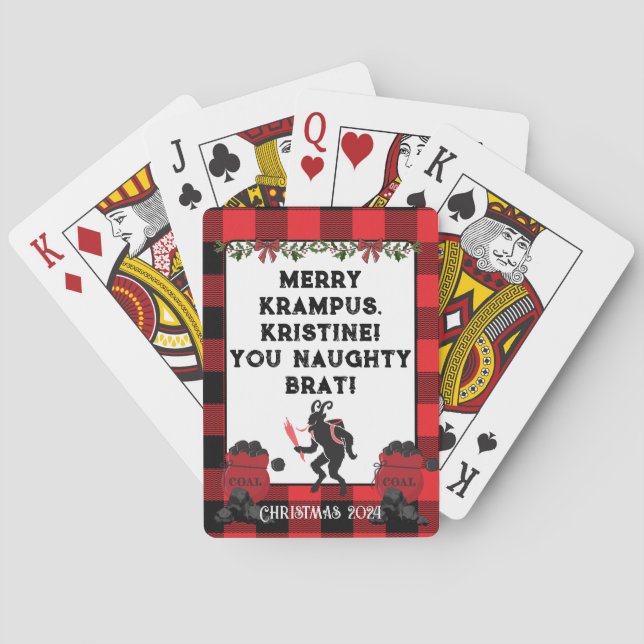 Funny Merry Krampus Personalized Custom Christmas  Playing Cards (Back)