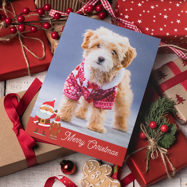 Funny Merry Pet Cute Dog Christmas Holiday Card (Front)