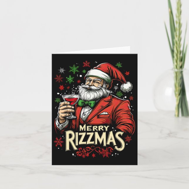 Funny Merry Rizzmas Santa Christmas  Card (Front)