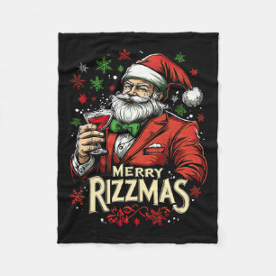 Funny Merry Rizzmas Santa Christmas Fleece Blanket