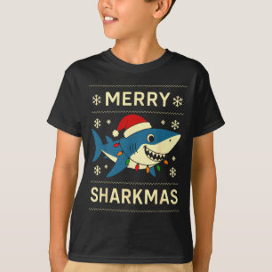 Funny Merry Sharkmas Christmas Shark Humor T-Shirt