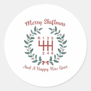 Funny Merry Shiftmas And A Happy New Quote Mechani Classic Round Sticker