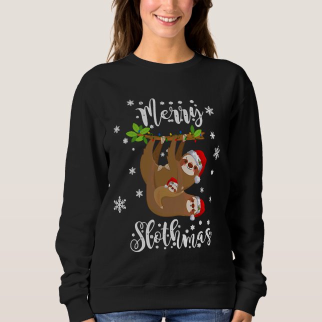 Funny Merry Slothmas Christmas Sloth Sweatshirt (Front)