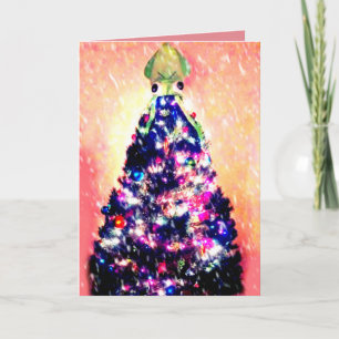 Funny Merry Squidmas Angry Squid Christmas Tree Holiday Card