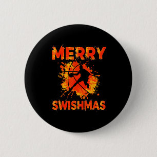 Funny Merry Swishmas Ugly Christmas Basketball Pla 2 Inch Round Button