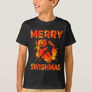 Funny Merry Swishmas Ugly Christmas Basketball Pla T-Shirt