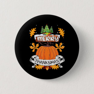 Funny Merry Thanksmas Cute Thanksgiving Christmas 2 Inch Round Button