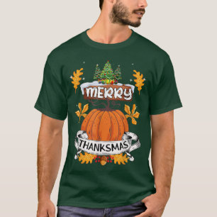 Funny Merry Thanksmas Cute Thanksgiving Christmas T-Shirt