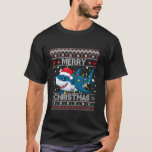 Funny Merry Ugly Christmas Shark Santa Hat Lights  T-Shirt<br><div class="desc">Funny Merry Ugly Christmas Shark Santa Hat Lights Xmas</div>