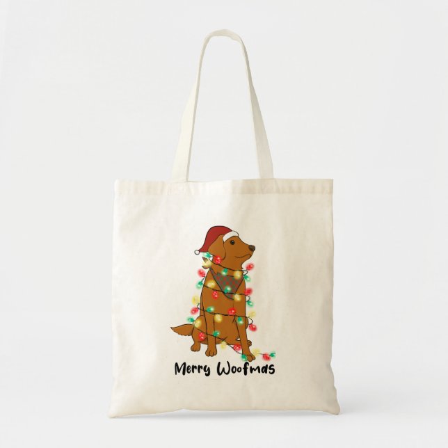 Funny Merry Woofmas Christmas Dog Tote Bag (Front)