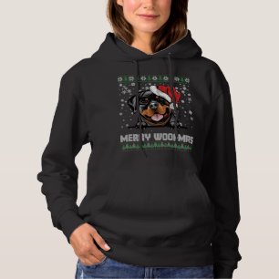 Funny Merry Woofmas Rottweiler Christmas Dog Lover Hoodie