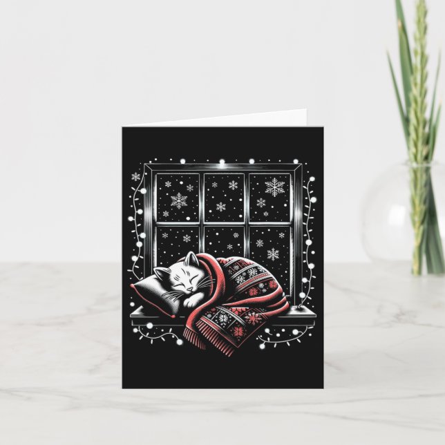 Funny Merry Xmas Cat Gifts For Cat Mom Womens Chri Card (Front)