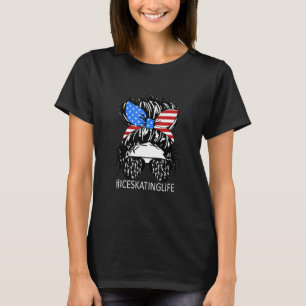 Funny Messy Hair Bun Ice Skating Life Dance   For  T-Shirt