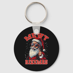 Funny Mewy Rizzmas Santa Mewing Rizz Mens Christma Keychain