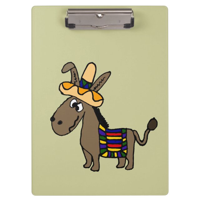 Funny Mexican Burro with Colourful Blanket Clipboard (Front)