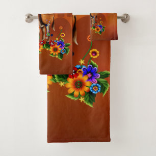 Funny mexican cactus bath towel set