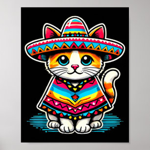 Funny Mexican Cat Cinco De Mayo Cat Sombrero Ponch Poster