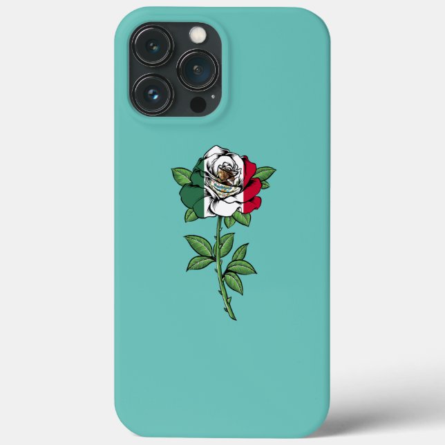 Funny Mexican Flag Rose Flower Mexico Pride Cinco Case-Mate iPhone Case (Back)