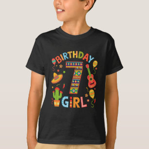 Funny Mexican Party 7th Birthday Girl Fiesta 7 Yea T-Shirt