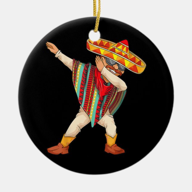 Funny Mexican Poncho Men Women Cool Dabbing Ceramic Ornament (Front)