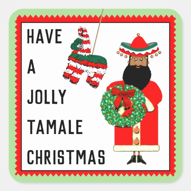Funny Mexican Santa Christmas Square Sticker (Front)