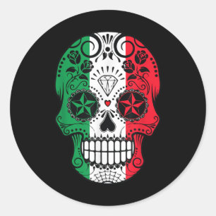Funny Mexican Skull Head Cinco De Mayo Flag Classic Round Sticker