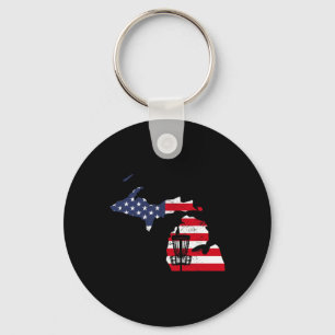 Funny Michigan Disc Golf Usa Map Golf Frisbee Keychain