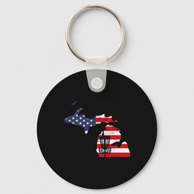 Funny Michigan Disc Golf Usa Map Golf Frisbee  Keychain (Front)