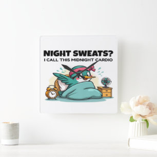 Funny Midnight Cardio Square Wall Clock