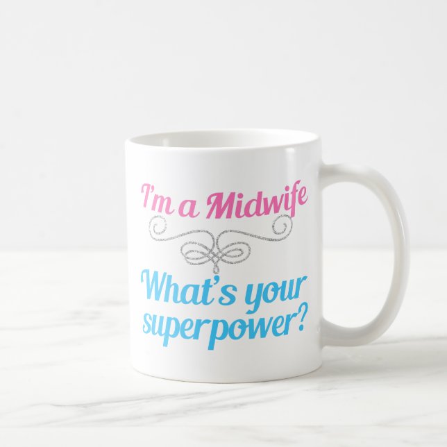 Funny Midwife Superhero Coffee Mug (Right)