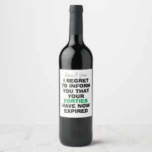 Funny Milestone Birthday Gift, 50th  Wine Label