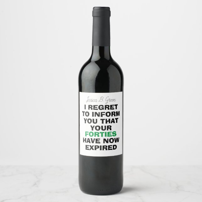 Funny Milestone Birthday Gift, 50th  Wine Label (Front)