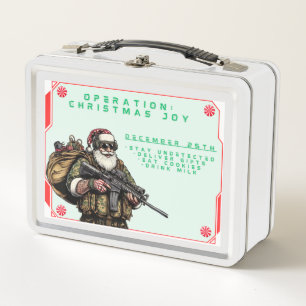 Funny Military/Christmas Santa Metal Lunch Box