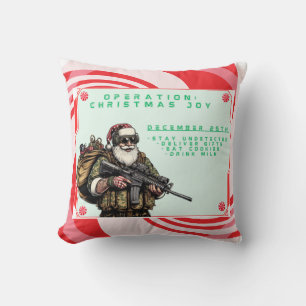 Funny Military Christmas/Santa mug Throw Pillow