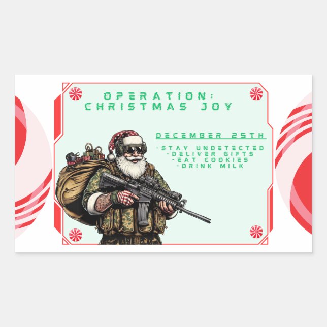 Funny Military/Christmas Santa Sticker (Front)