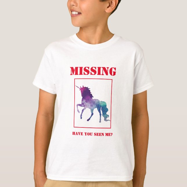 funny milk carton missing unicorn shirt design (Front)
