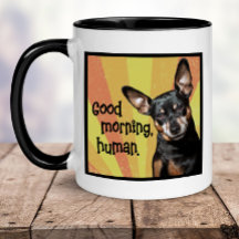 Funny Min Pin Mug - Good Morning, Human 