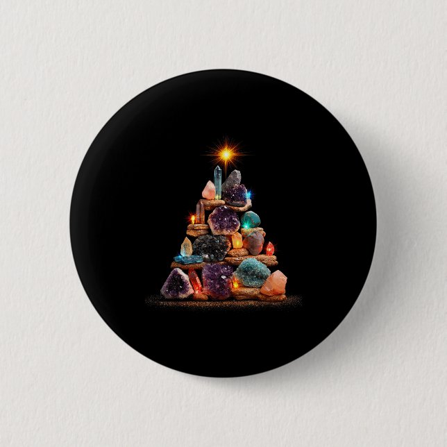 Funny Minerals Christmas Tree Graphic Crystals  2 Inch Round Button (Front)