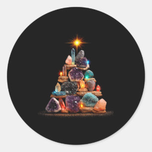 Funny Minerals Christmas Tree Graphic Crystals  Classic Round Sticker