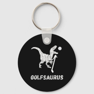 Funny Mini Golf Player Golf Dinosaur Golfer T-rex Keychain