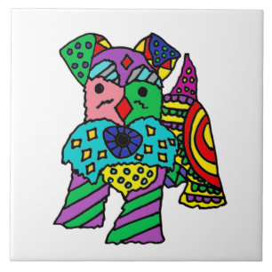 Funny Miniature Schnauzer Dog Abstract Art Tile