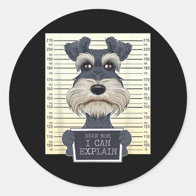 Funny Miniature Schnauzer Mom I Miniature Schnauze Classic Round Sticker (Front)