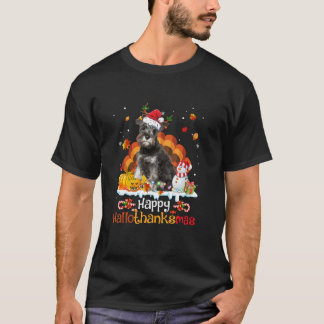 Funny Miniature Schnauzer On Pumpkin Happy Halloth T-Shirt