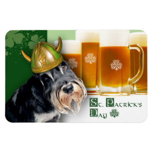 Funny Miniature Schnauzer St. Patrick's Day Gift Magnet