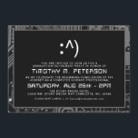 Funny Minimal Computer Science Grey Grad Invite<br><div class="desc">A clean and minimalist computer programming professional party or event invitation which can be adjustable to either a retirement or graduation card. You can be creative and add a photo to the reverse side with a black-and-white filter using the customization function. All elements of this invitation are unlocked and adjustable....</div>