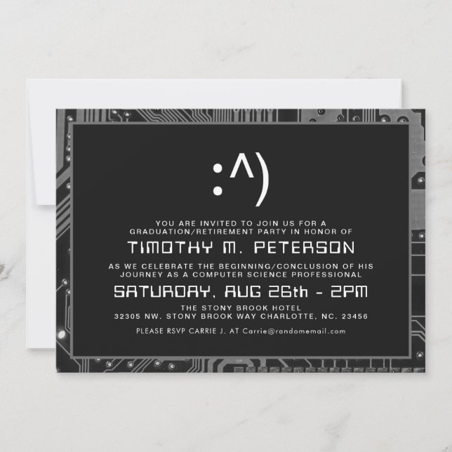 Funny Minimal Computer Science Invitation gris (Devant)