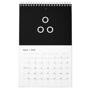 Funny Minimalism Circles Black and White Calendar
