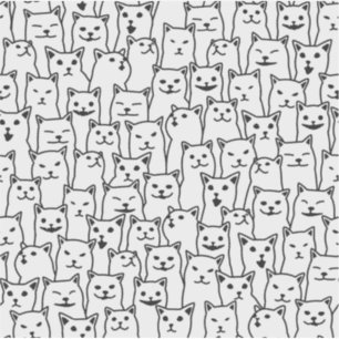 Funny Minimalist Black White Cat Line Art Pattern