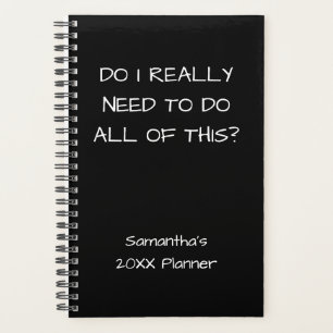 Funny Minimalist Name Year Template Black Small Planner